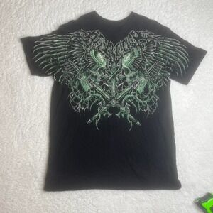 Vintage affliction‎ black men's tshirt grunge skater skull goth xl